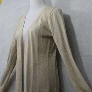 Belldini Beige Cotton Blend Pointelle-Stitch Duster Cardigan SZ L EUC